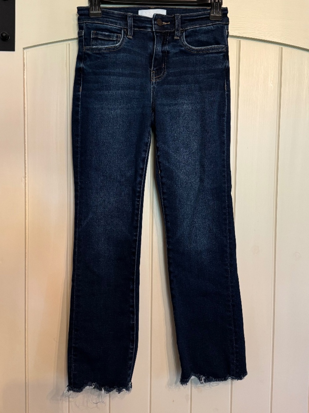 Vervet Issue Free Mid Rise Crop Slim Straight Jeans Size 24 Raw Hem